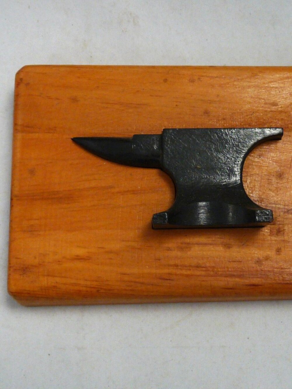 Vintage wooden miniature anvil hanging plaque blacksmith tool hand worked